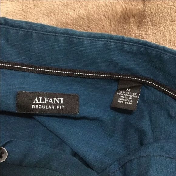 ALFANI Marine Blue Long Sleeve Button Front Shirt Reg Fit Med NWOT - Picture 5 of 6